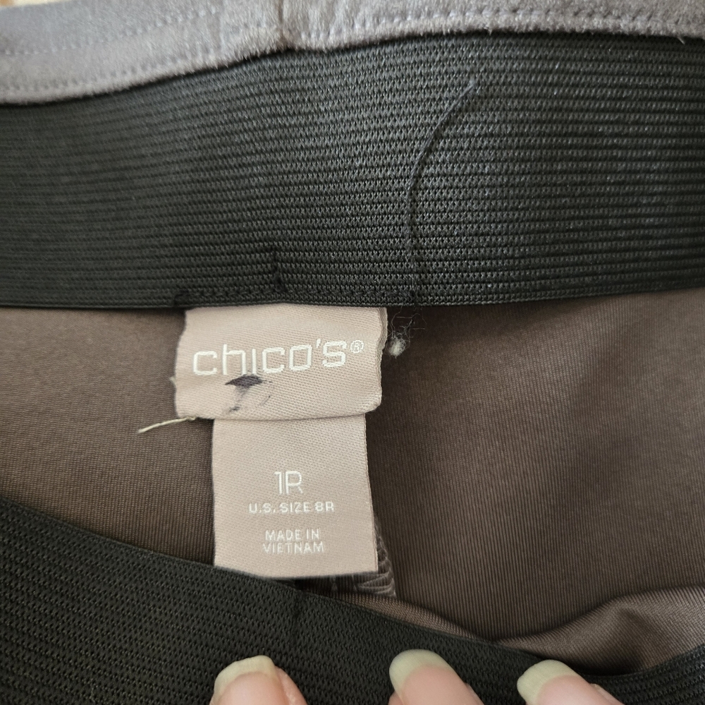 Women's Chico's Gray Suede Feel Pants Size 1R US 8R - Picture 4 of 6